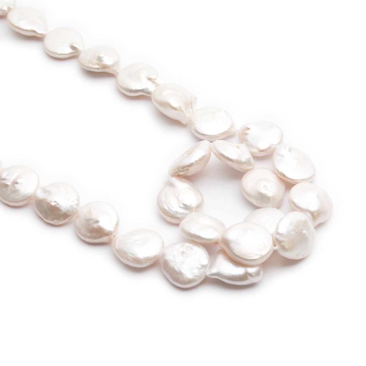 Cultured Freshwater White Coin Pearls - Approx 12mm