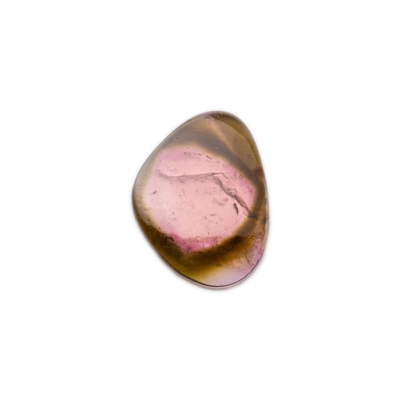 Watermelon Tourmaline Freeform Slice, Approx 17x13mm