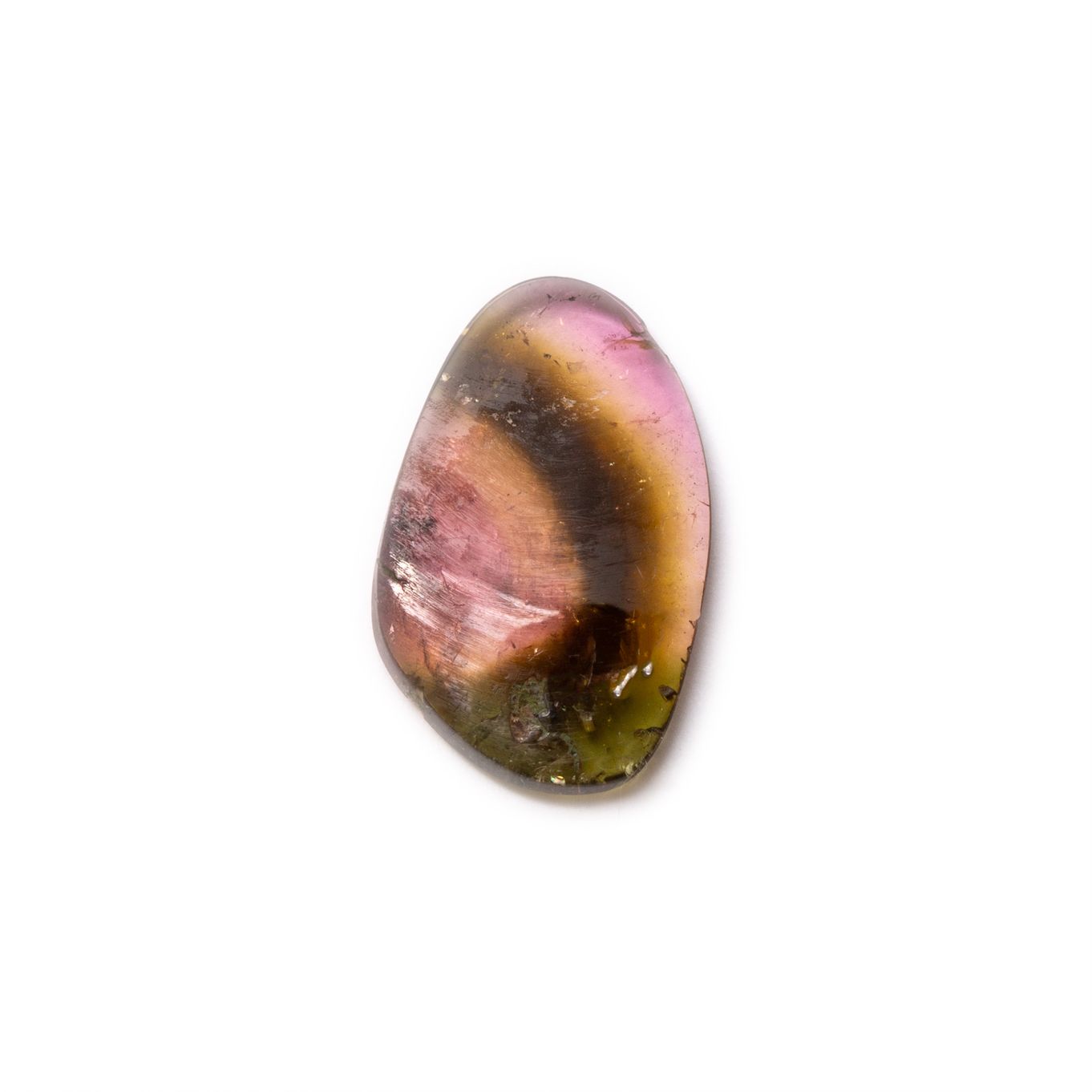 Watermelon Tourmaline Freeform Slice, Approx 16.5x10mm