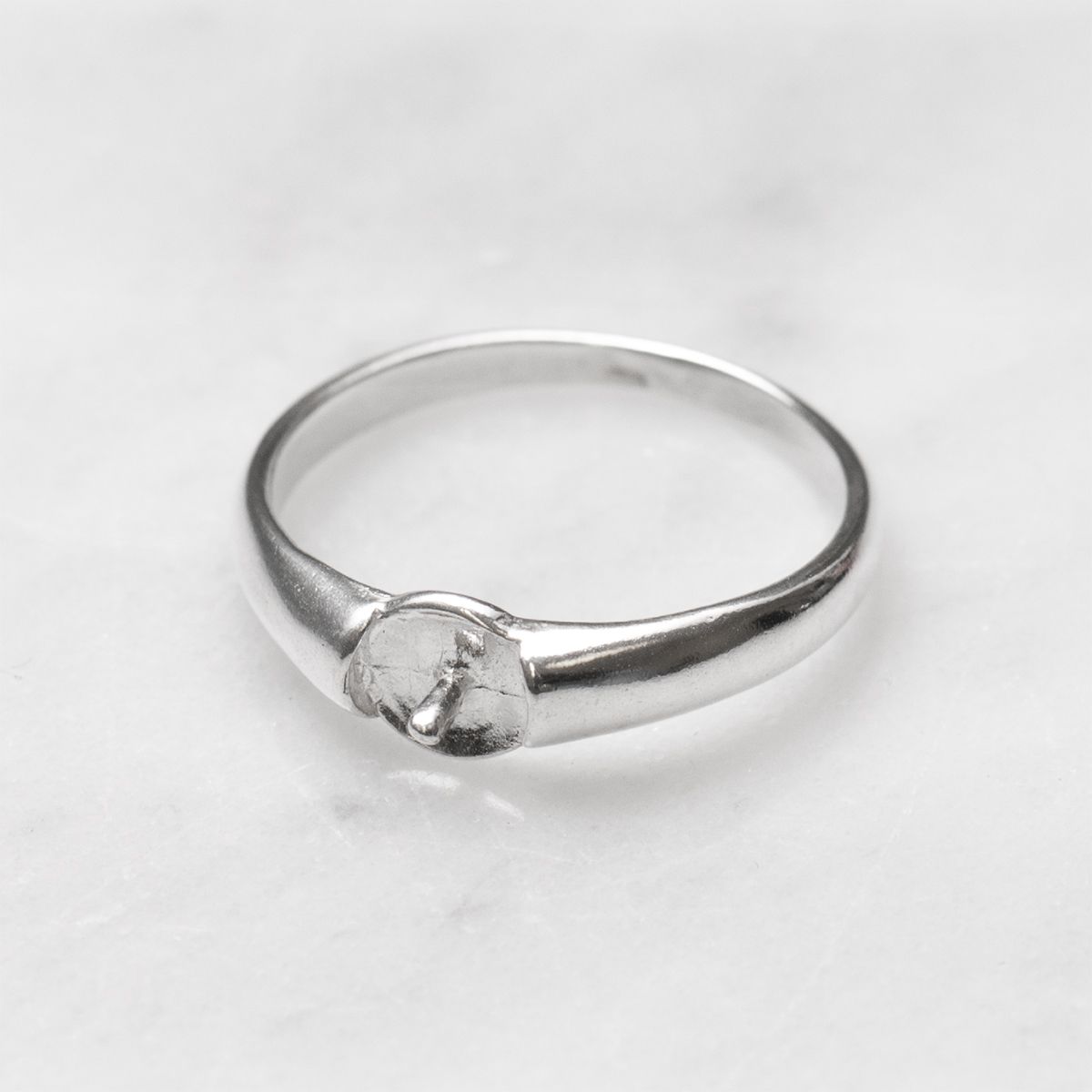 Sterling Silver Ring for One 4mm To 8mm Half Drilled Bead