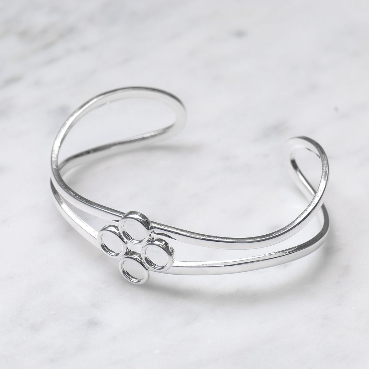Silver Plated Bangle Setting for 5mm Round Cabochon Stones