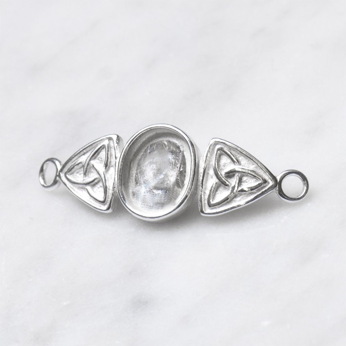 Sterling Silver Celtic Knot Bangle Top for 10x8mm Cabochon Stone