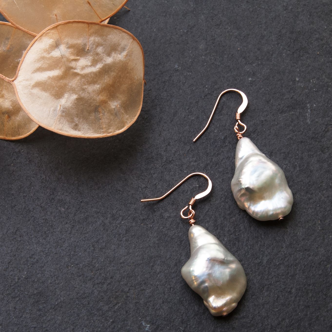 Rose Gold Filled & Baroque Pearl Earrings