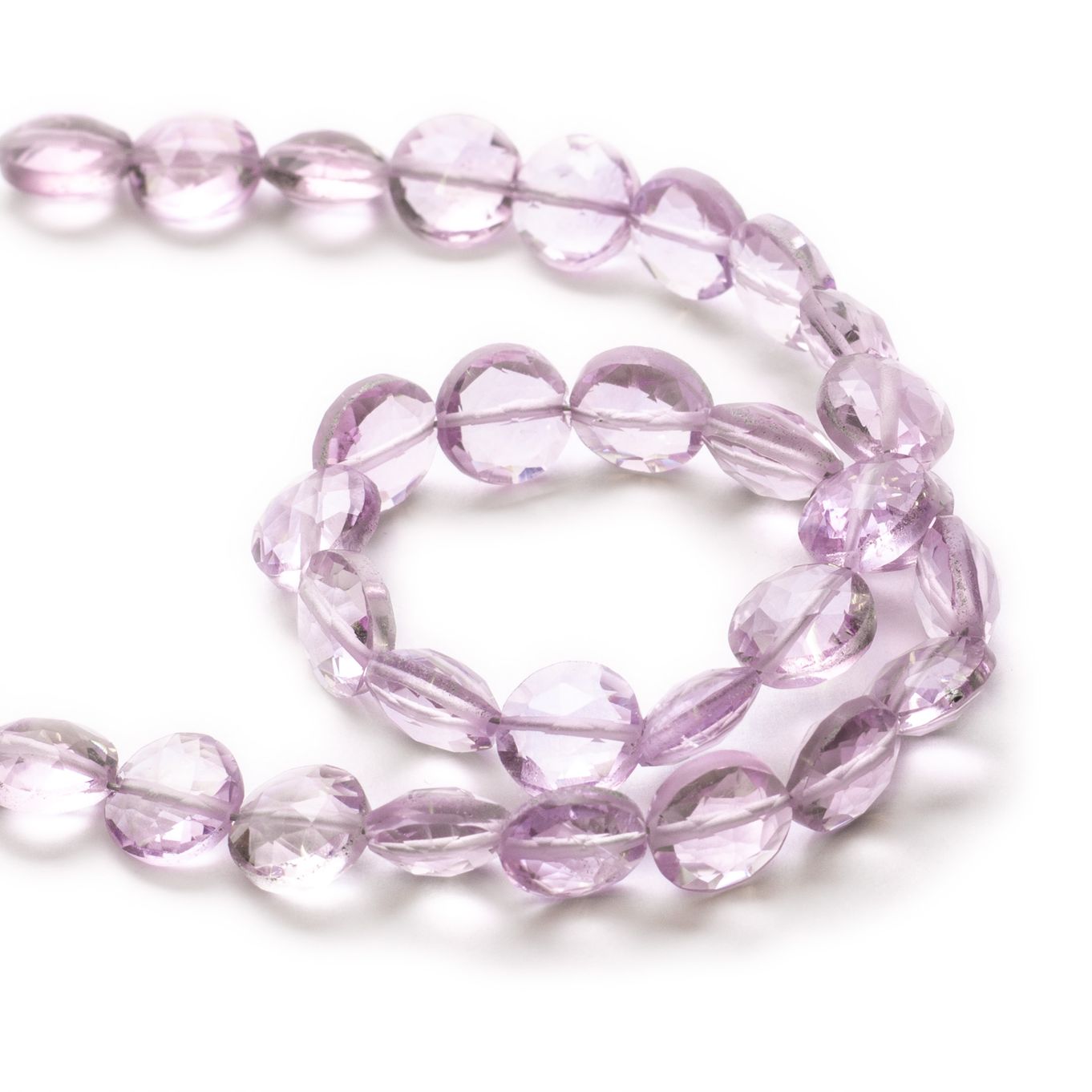 Pink Amethyst Faceted Coin Beads - Approx 7mm