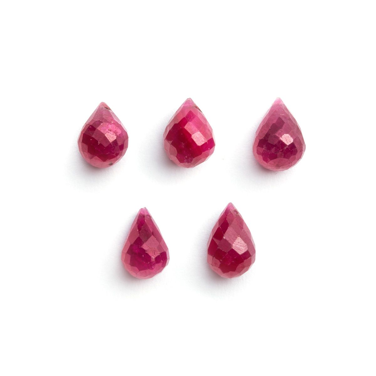 Ruby Drop Shape Faceted Briolette Gemstone Beads, Approx 7x5mm to 8x6mm