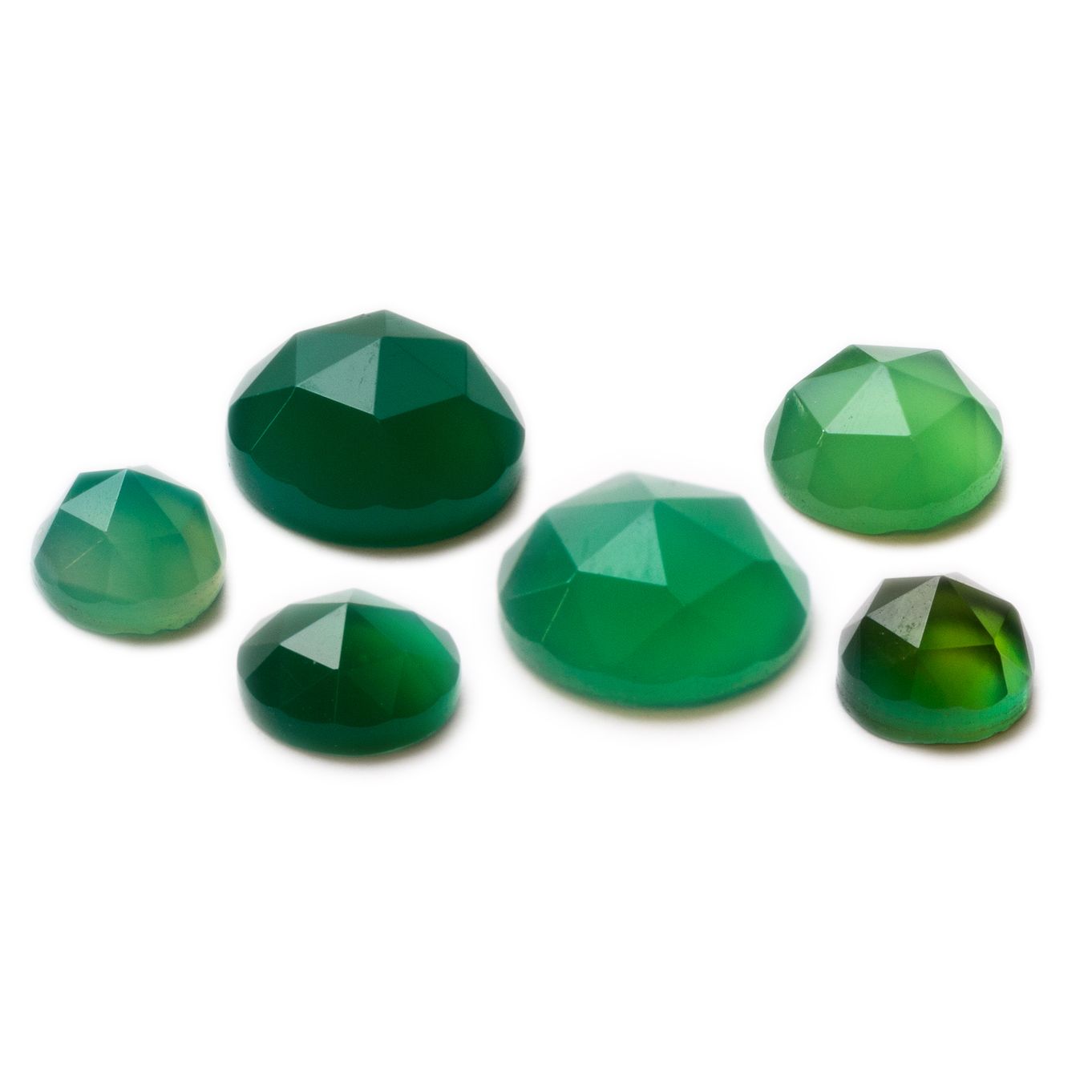 Green Agate Rose Cut Cabochons