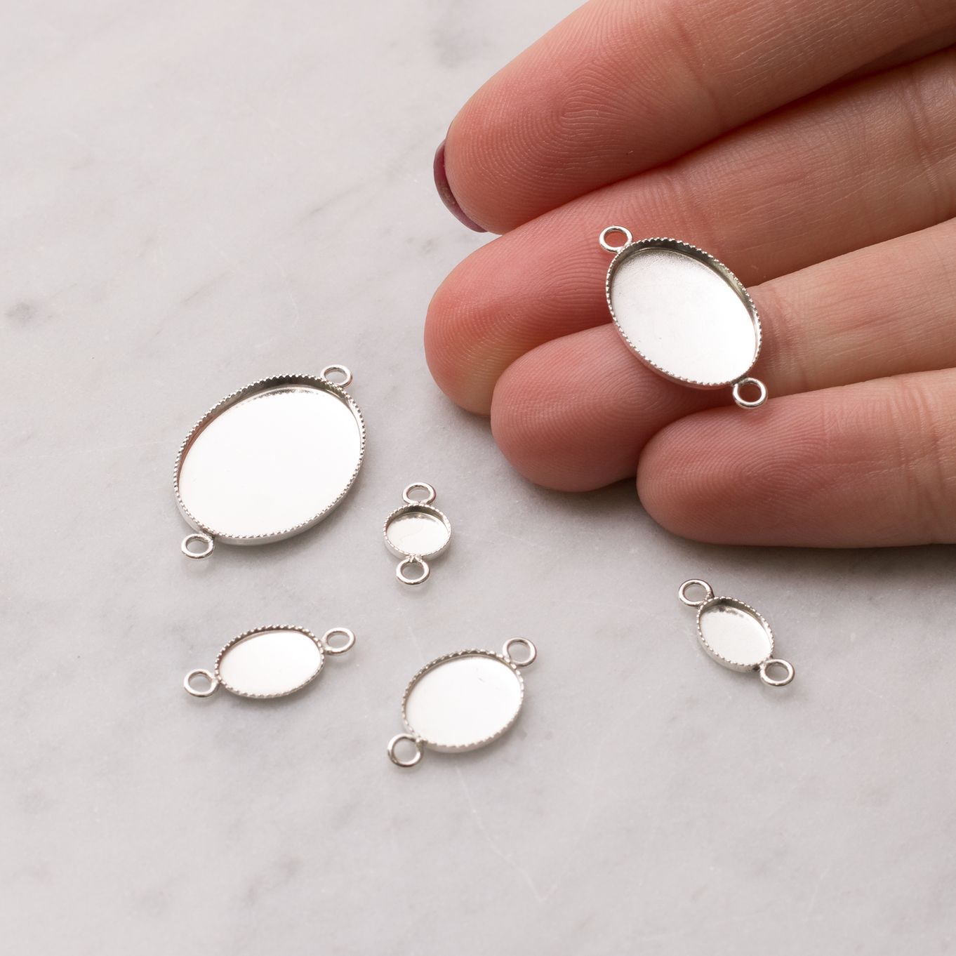 Sterling silver cabochon on sale settings