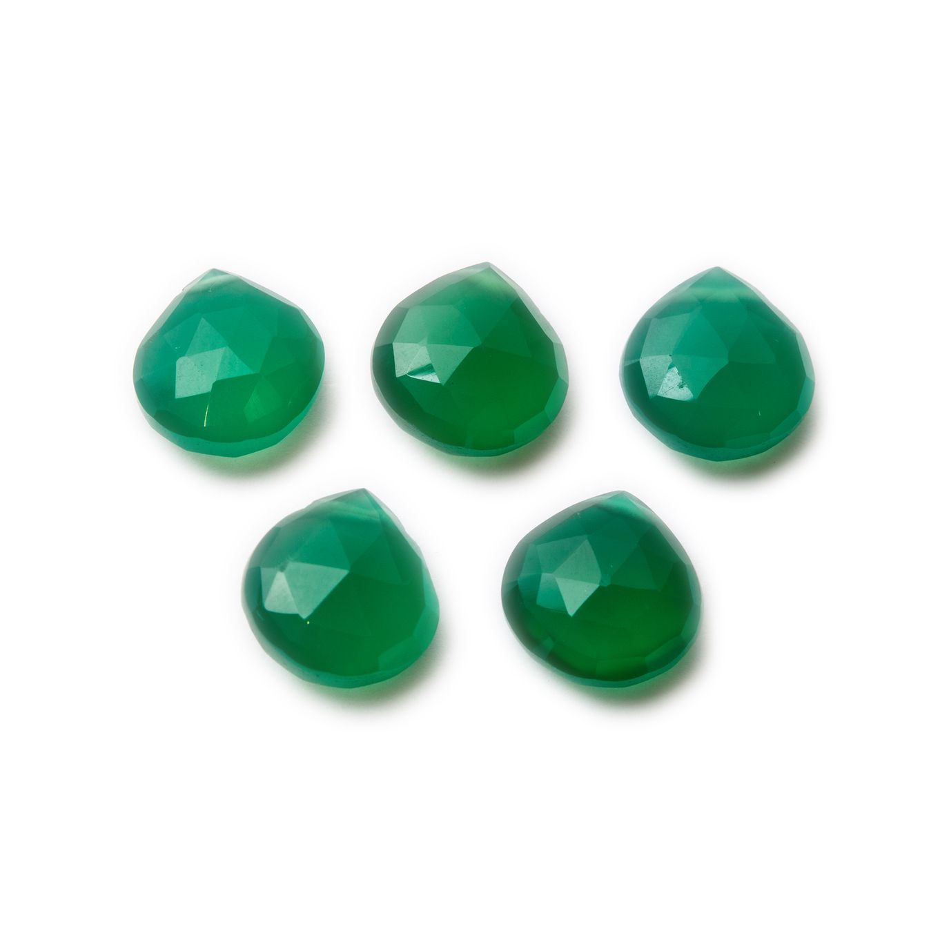 Green Onyx Faceted Heart Briolette Beads - Approx From 9mm  