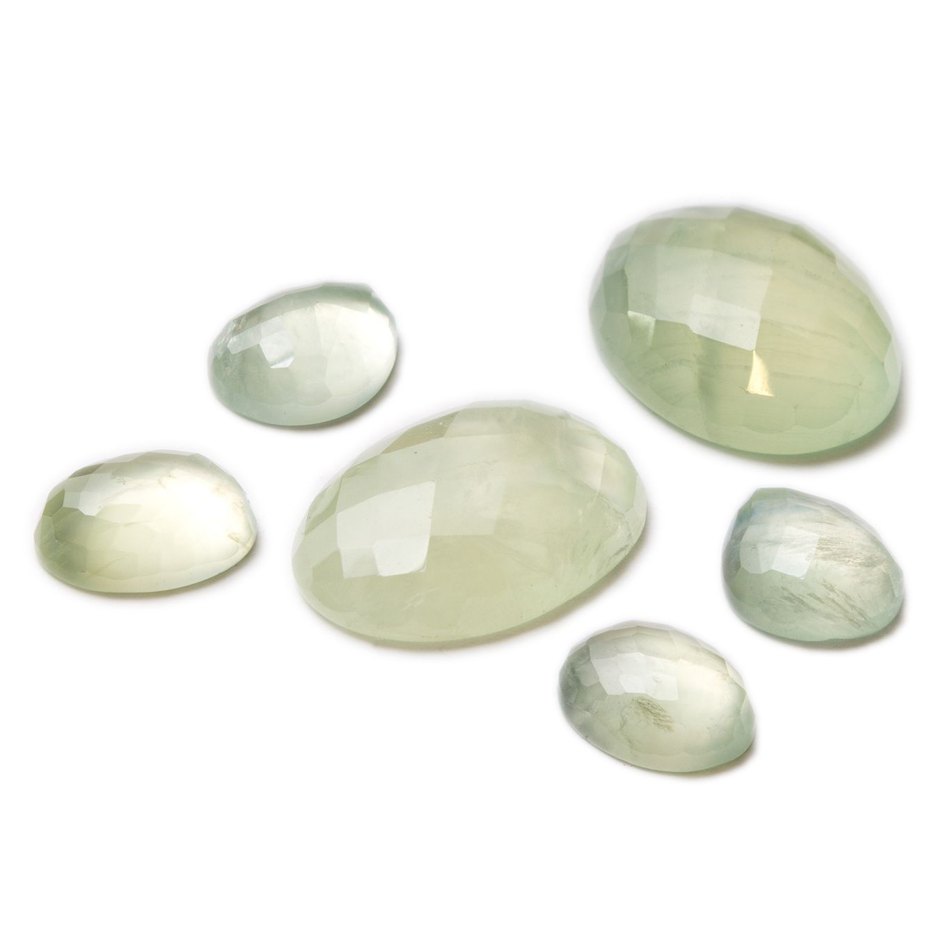 Prehnite Checker Cut Cabochons