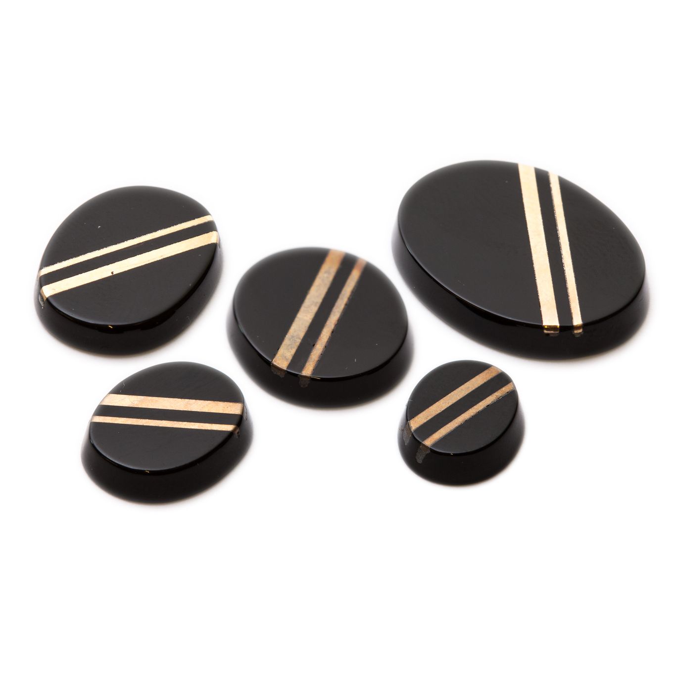 9ct Gold Black Onyx Flat Plate Cabochons