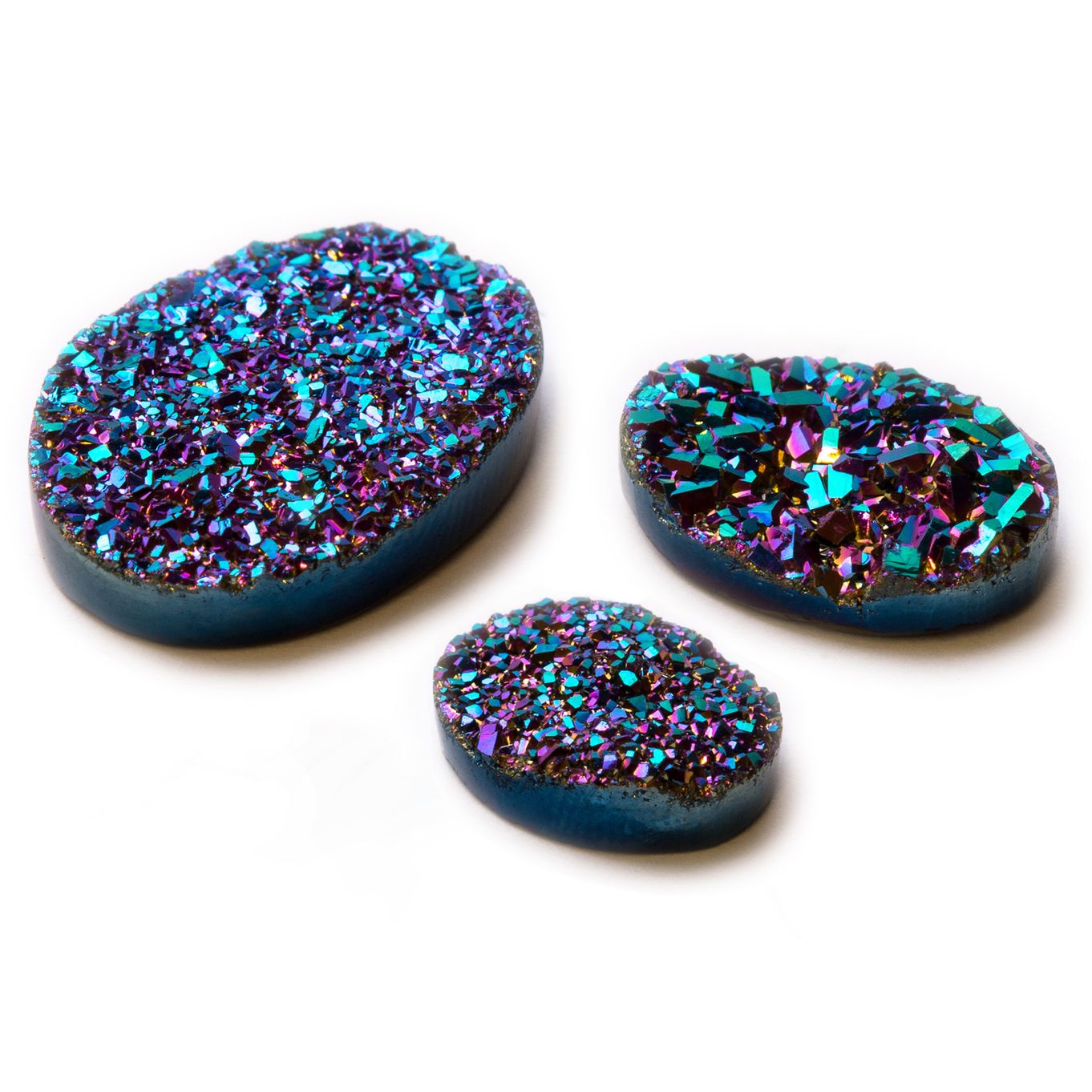 Rainbow Titanium Flat Drusy Cabochons