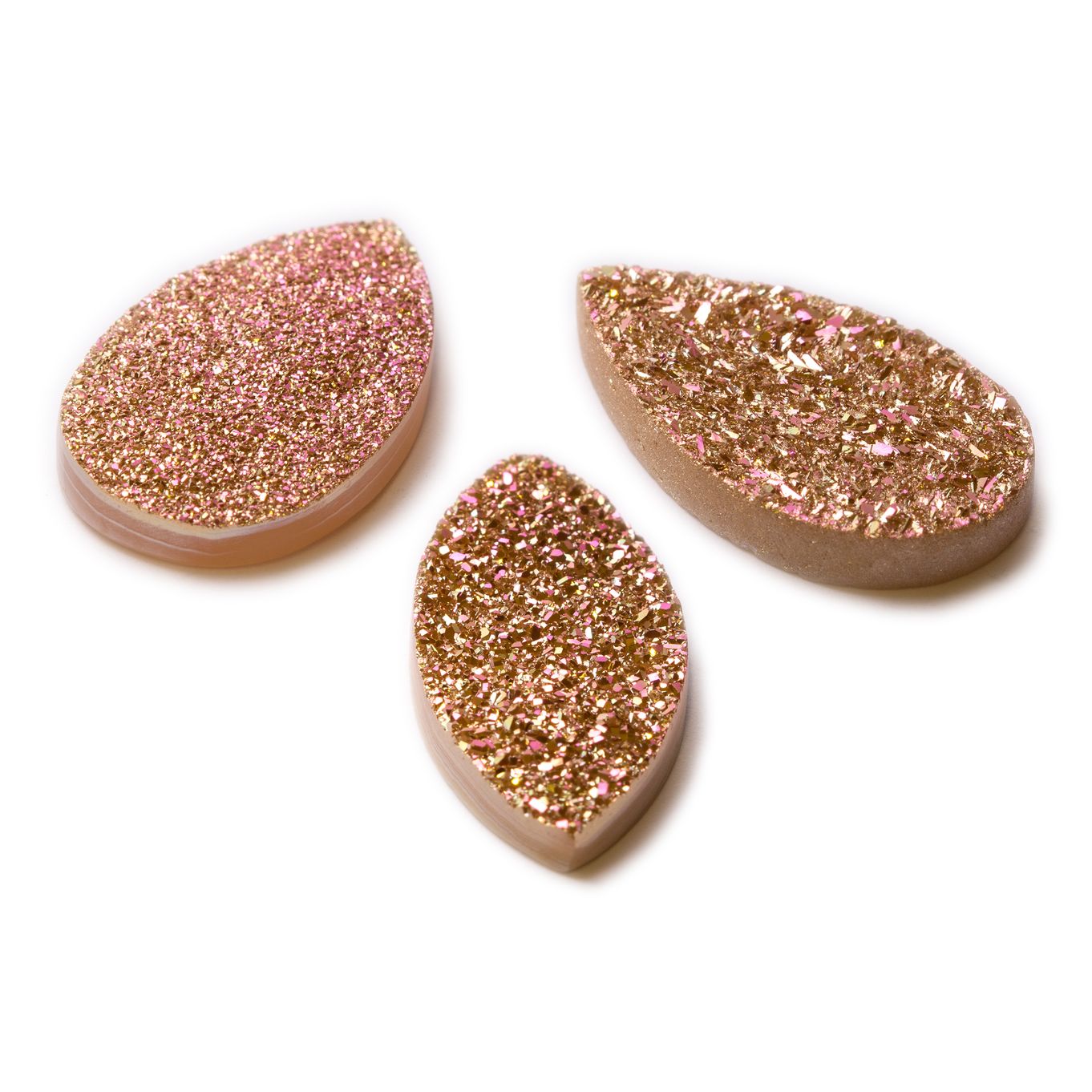 Sunset Blush Flat Drusy Cabochons