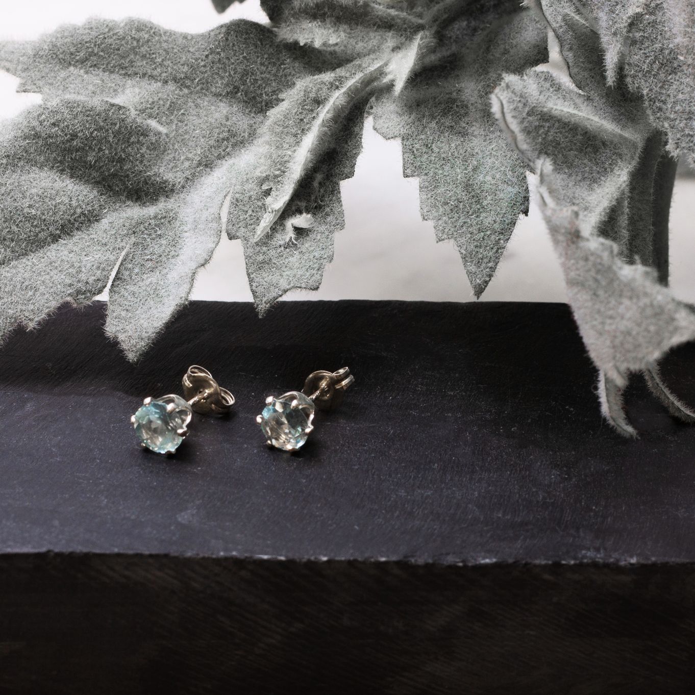 March Birthstone, Aquamarine Snaptite Earstuds