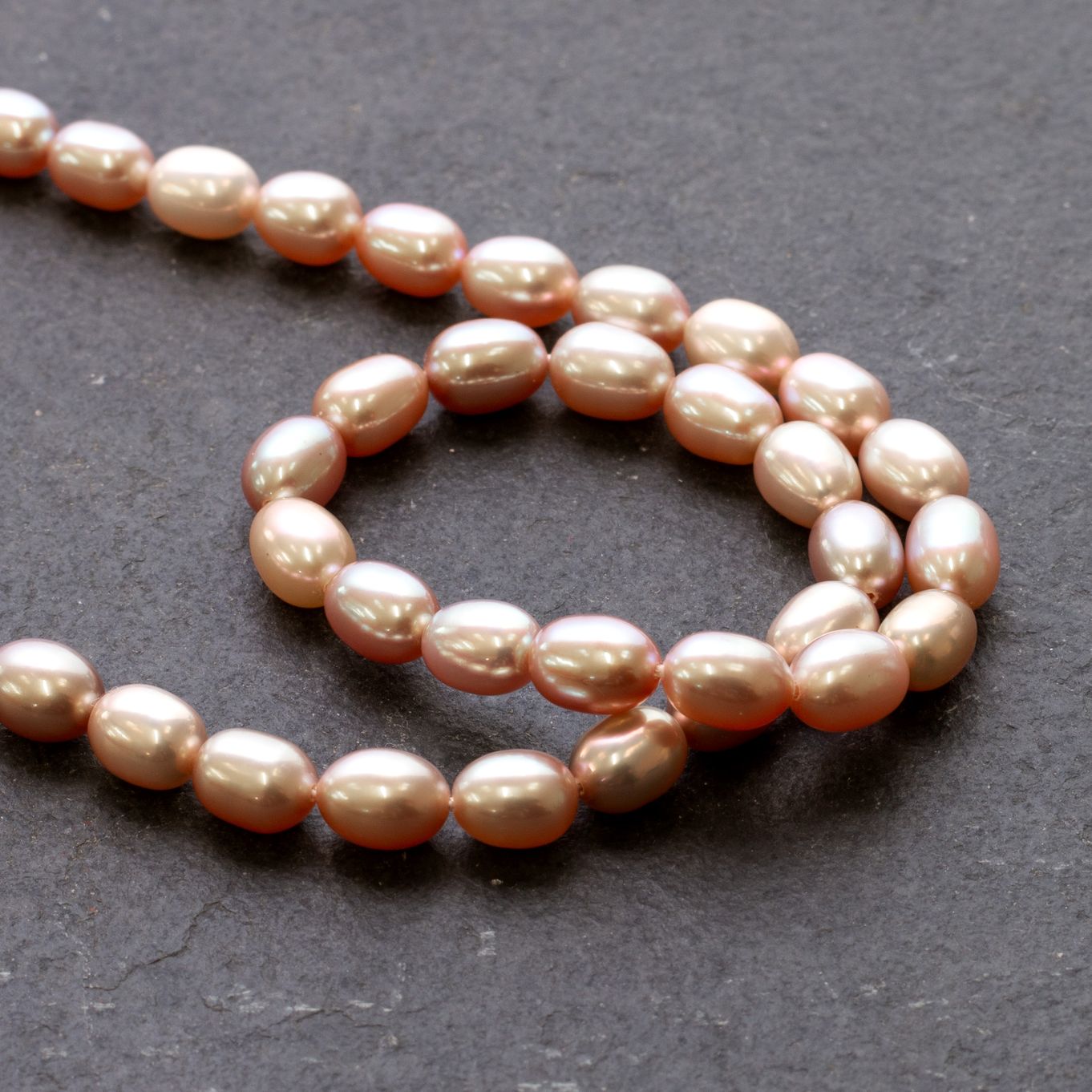 Cultured Freshwater Rice Shaped Pink Pearls - Approx 7x5mm