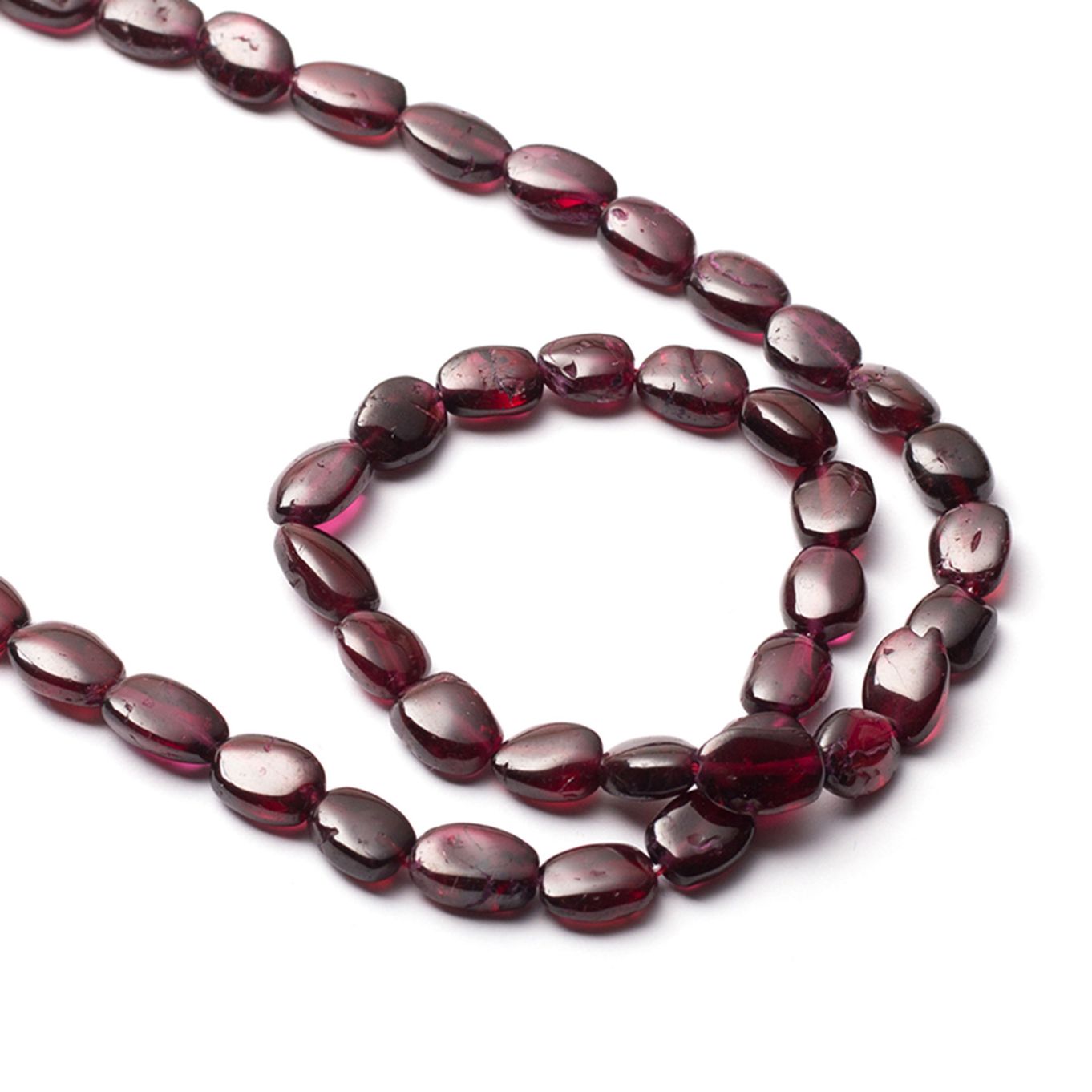 Garnet Flat Oval Nugget Beads - Approx From 7x5mm