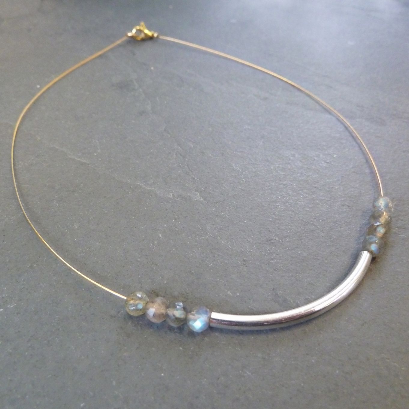 Labradorite Silver & Gold Necklace
