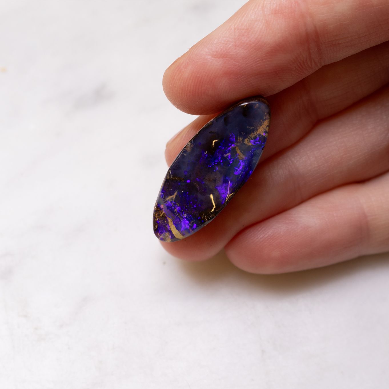 Australian Boulder Opal Freeform Cabochon, Approx 29x11mm