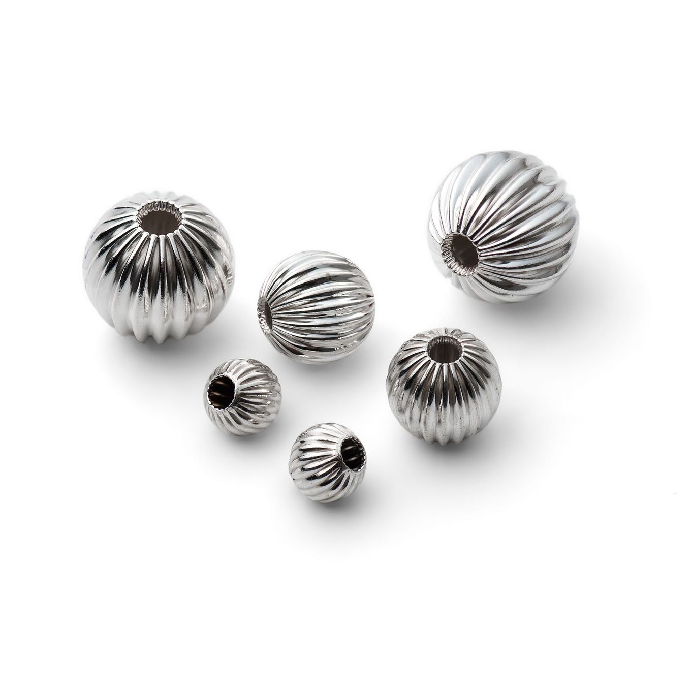 Sterling Silver Corrugated Round Beads