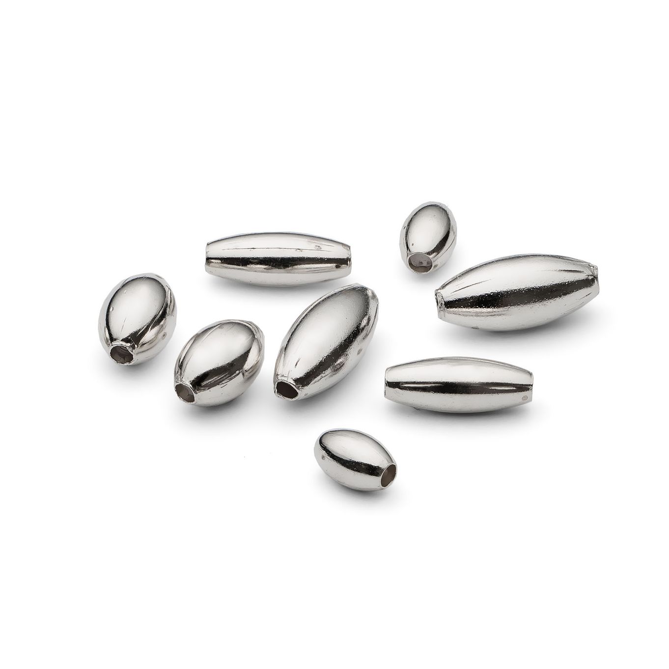 Sterling Silver Plain Oval Beads