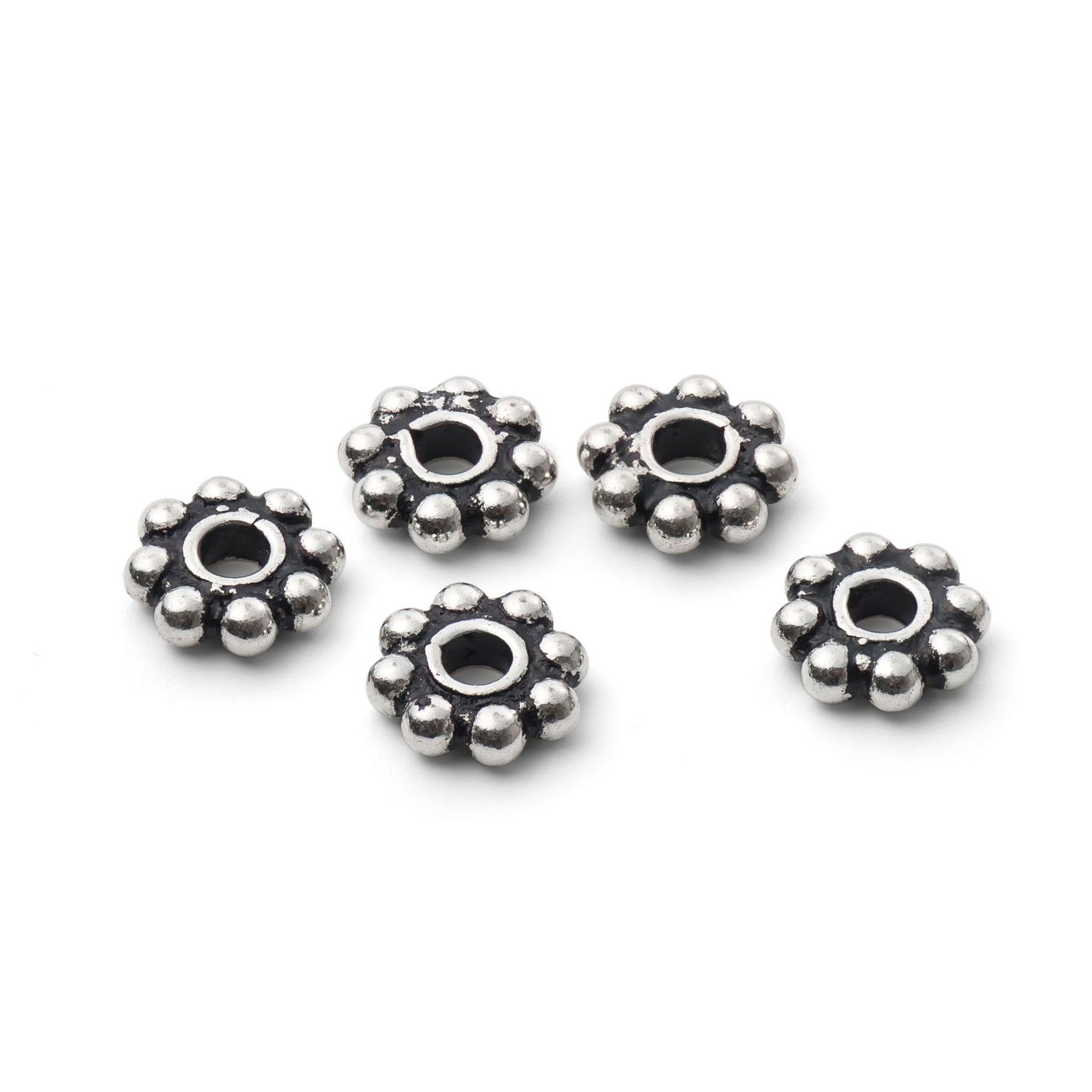 Sterling Silver Indonesian Style Flower Spacer Bead, 5.5x1.6mm