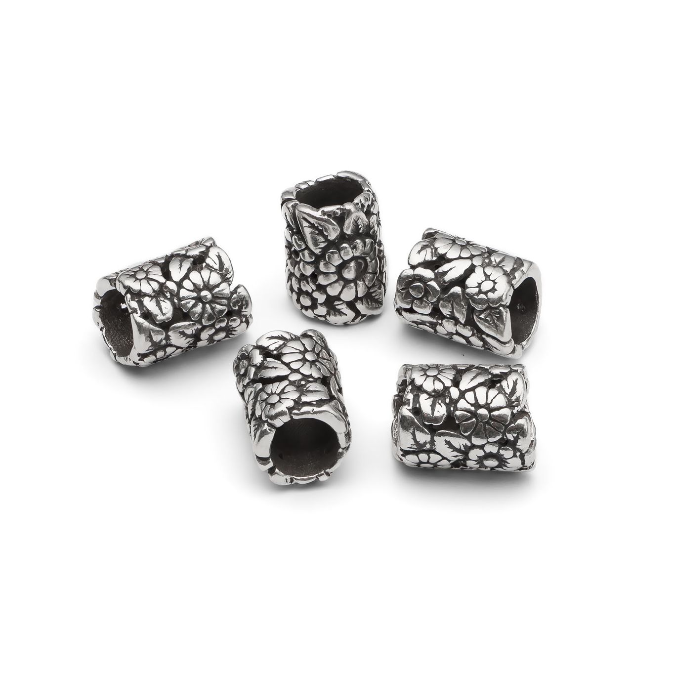 Sterling Silver Large Flower & Leaf Charm Beads