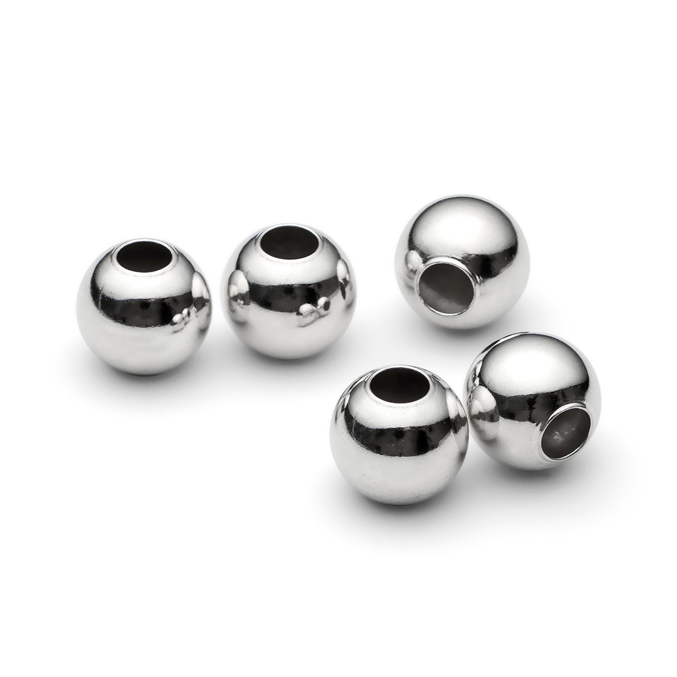 Silver on sale round beads