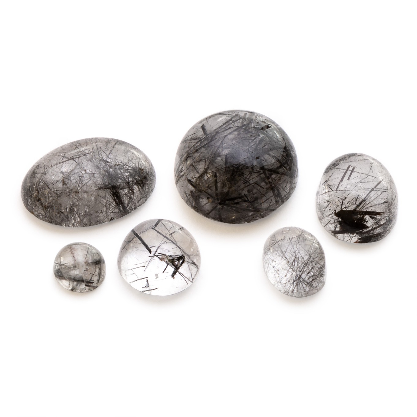 Black Tourmalinated Quartz Cabochons