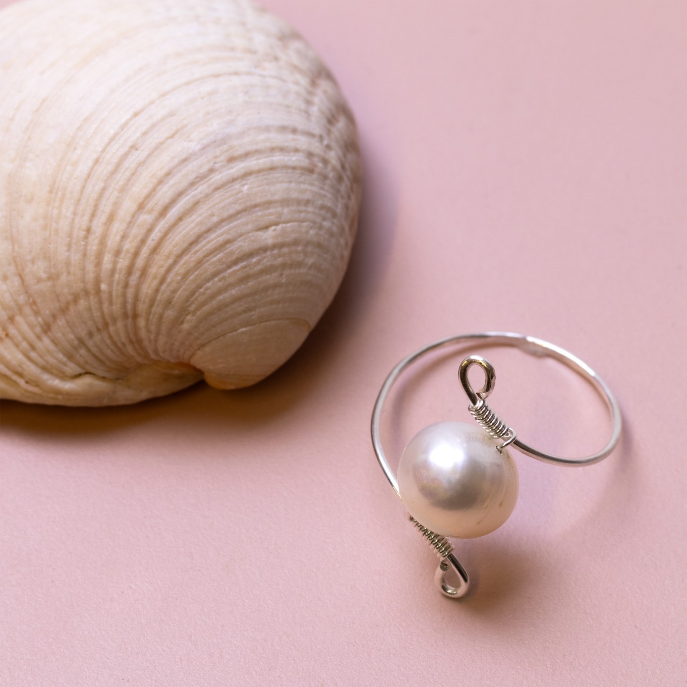 Wire Wrapped Pearl Ring