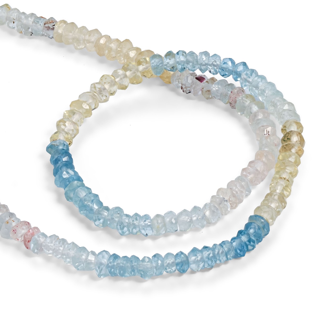Multicoloured Aquamarine Faceted Rondelle Beads - Approx 3x1.5mm