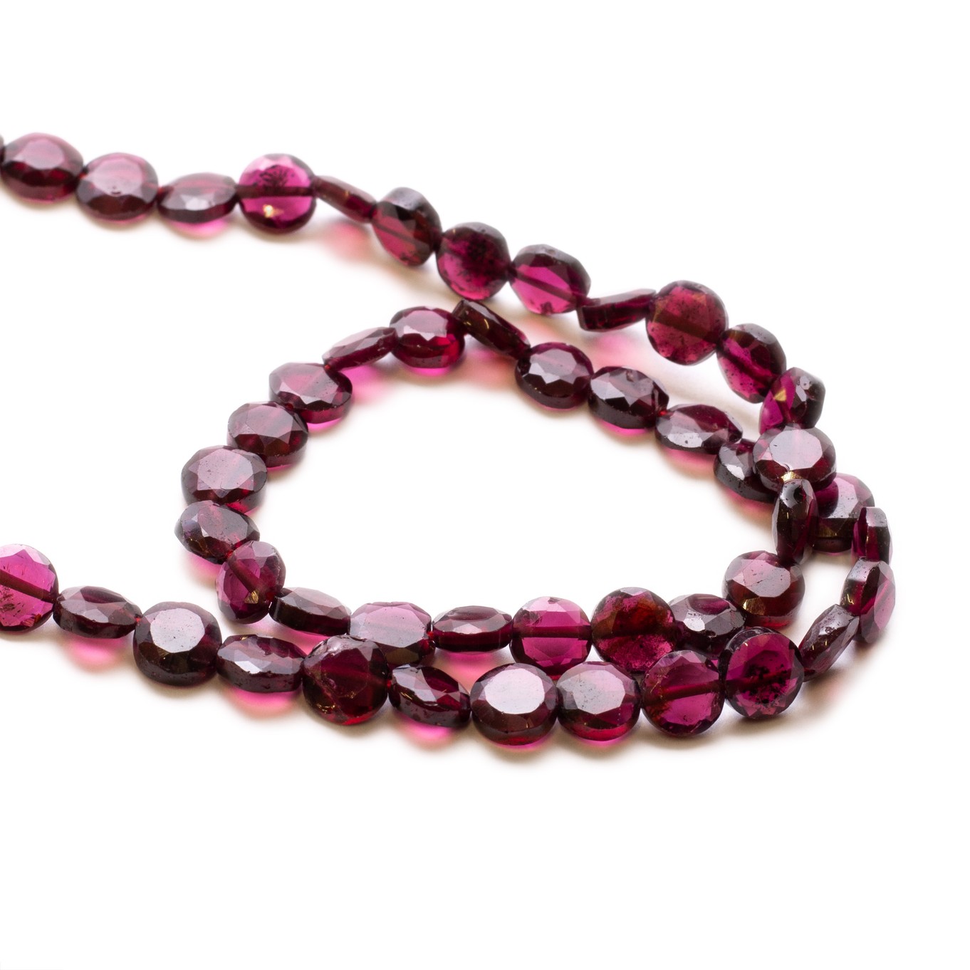 Garnet Faceted Flat Coin Beads - Approx 6mm