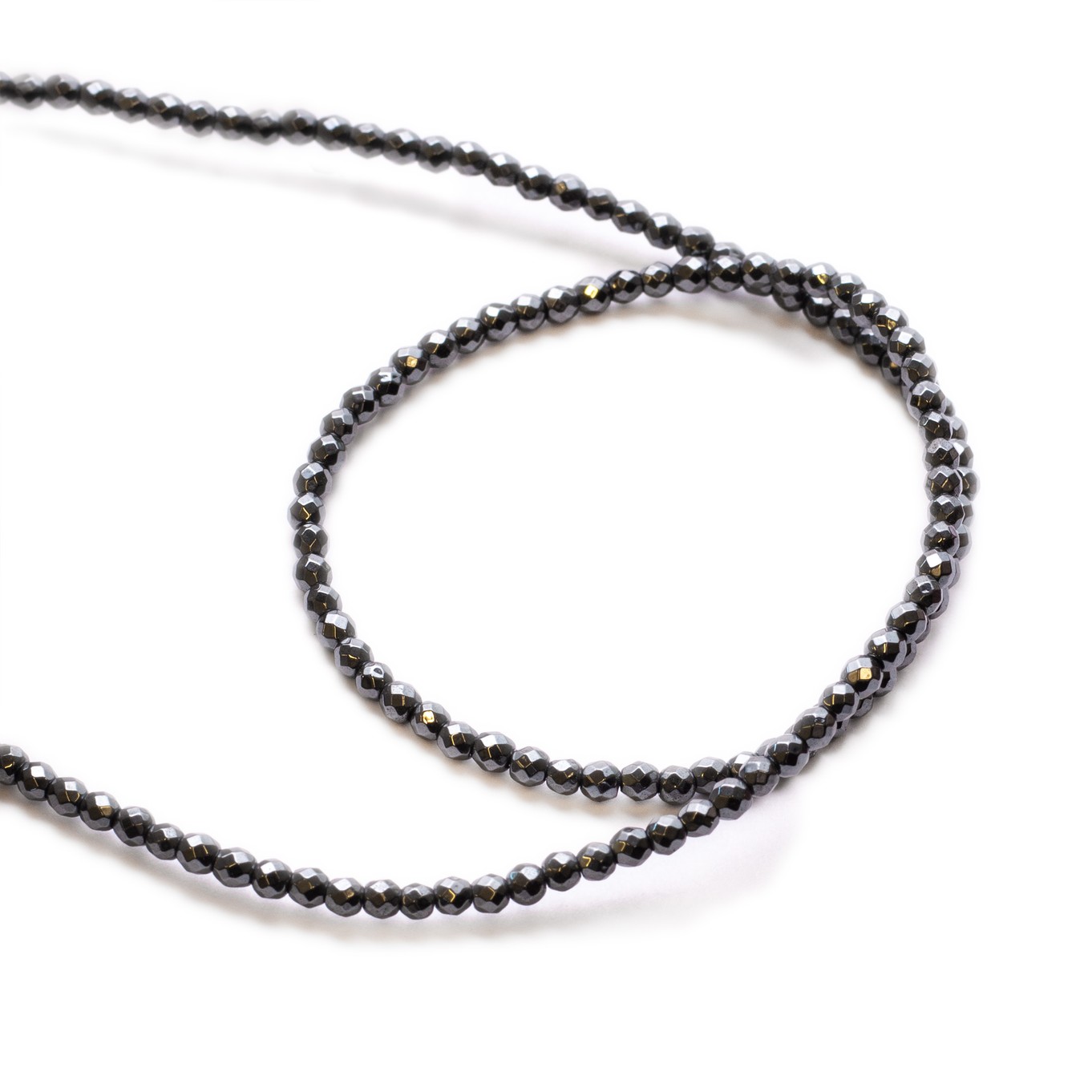 Hematite Faceted Round Beads - Approx 2mm