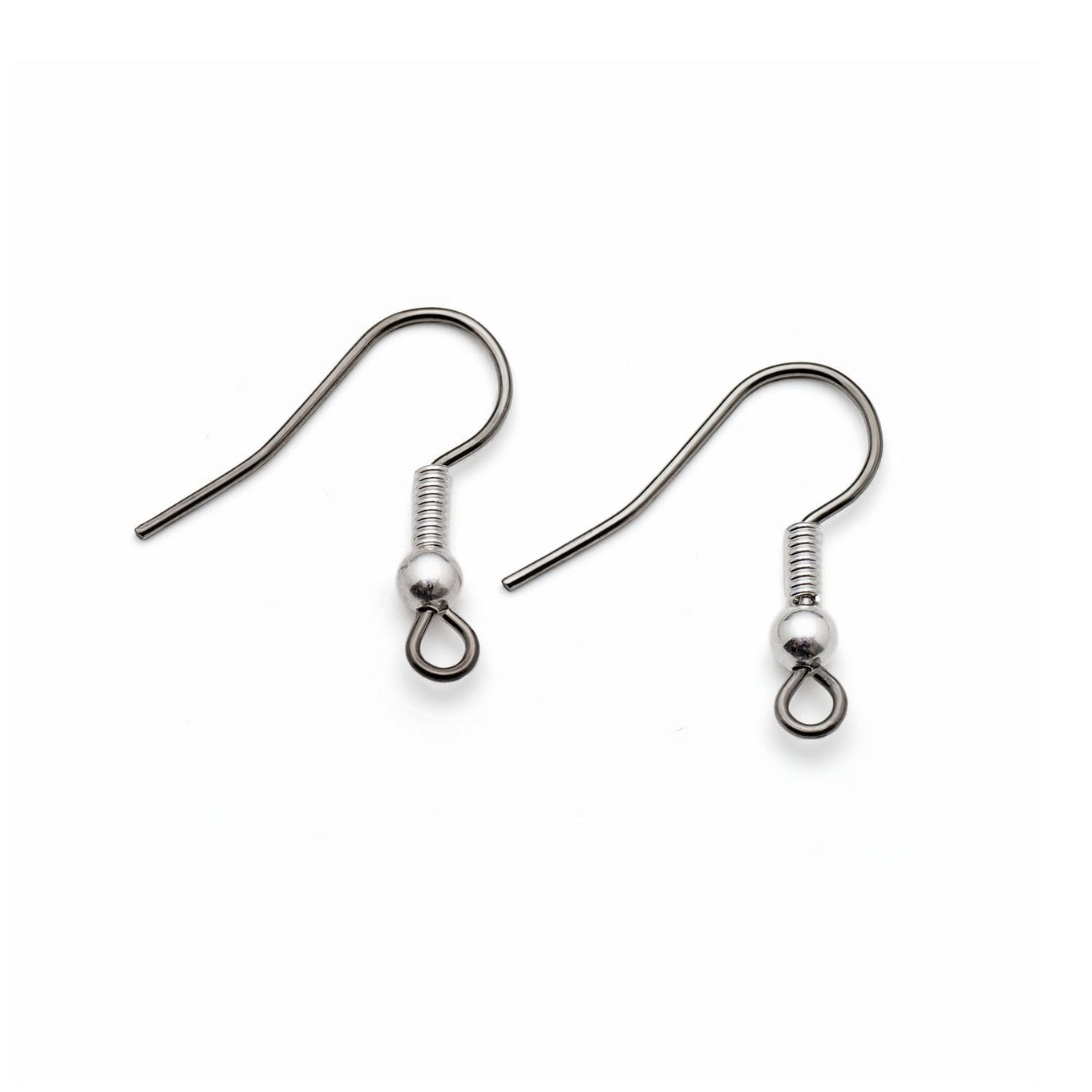 Surgical Steel Shepherds Crook Earwires with Silver Plated Ball and Spring - Pack of 10 Pairs