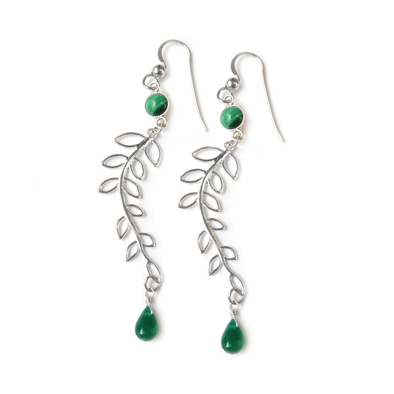 Green Onyx Willow Earrings