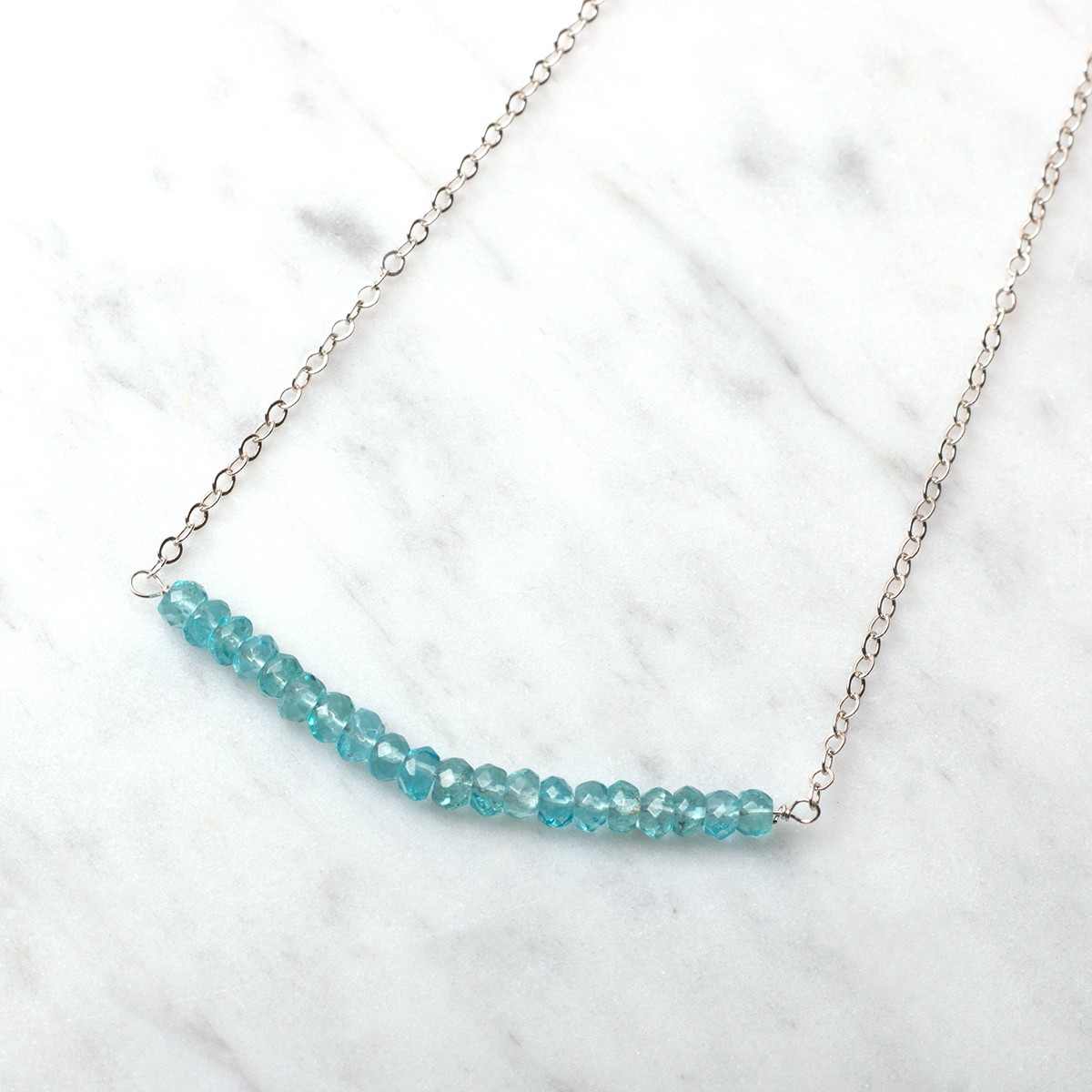 Apatite Bead Bar Necklace