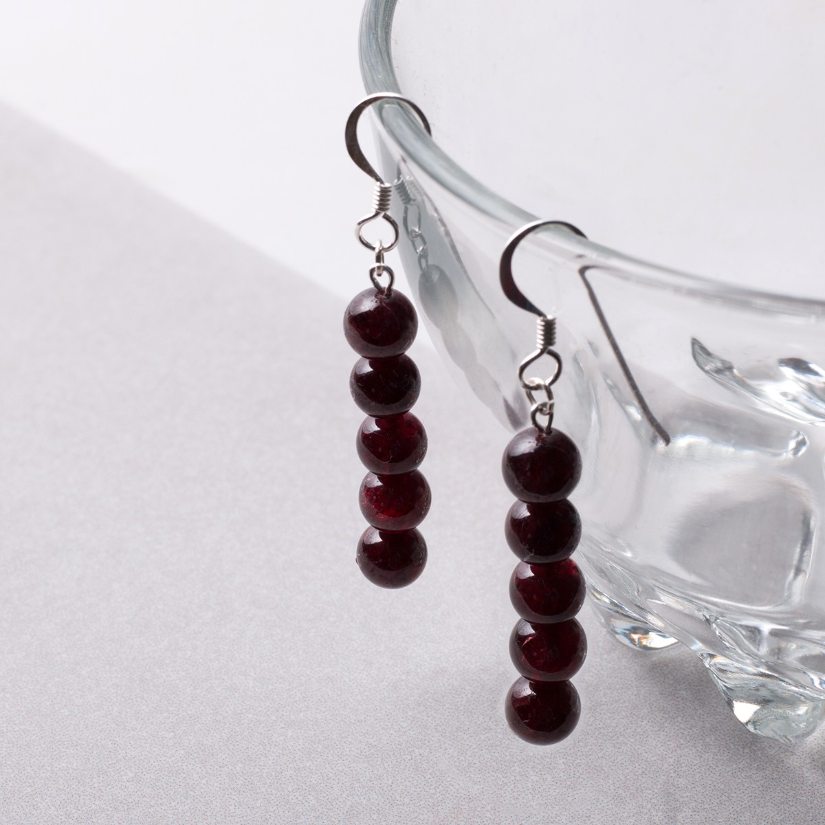 Garnet Round Beads Earrings