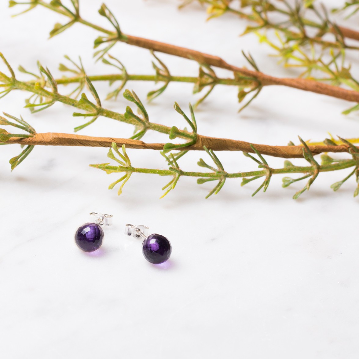 Amethyst Bead Earstuds