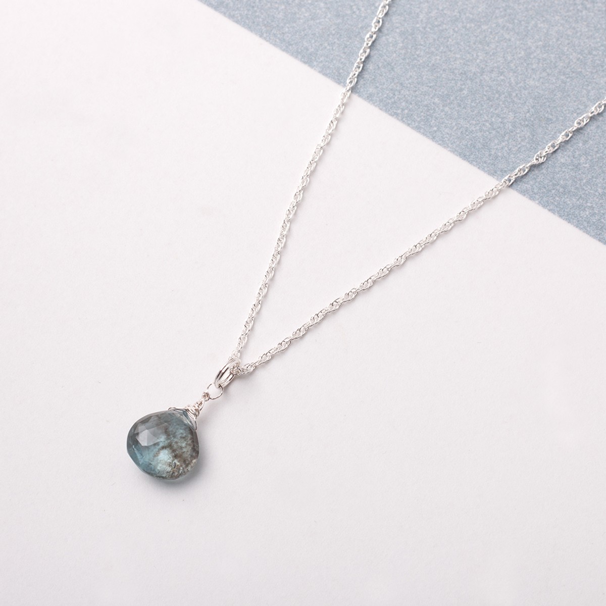 Moss Aquamarine Briolette Necklace