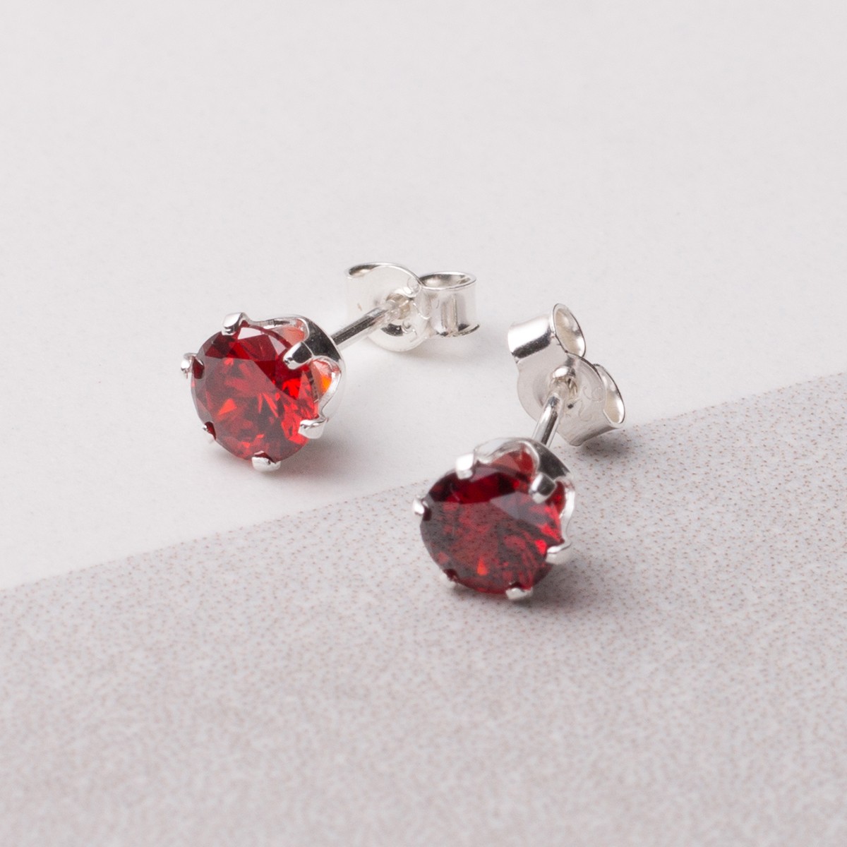 Garnet Coloured Cubic Zirconia Snaptite Earrings