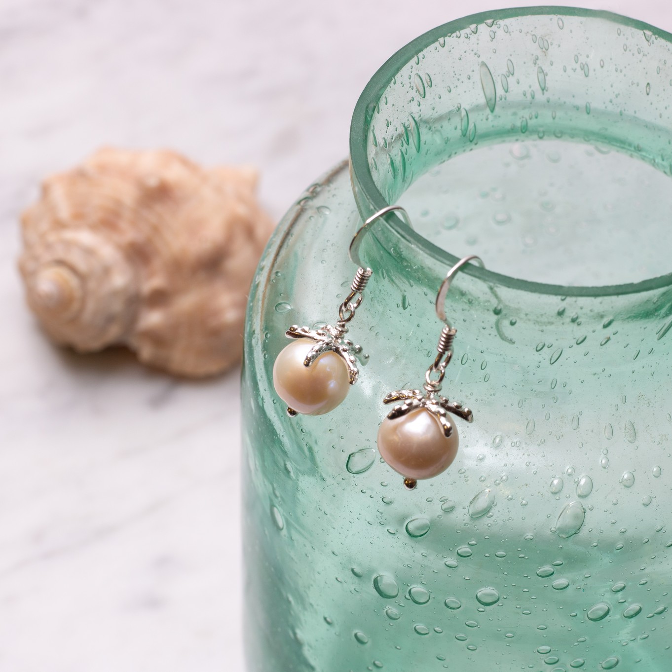 Pearl & Starfish Drop Earrings