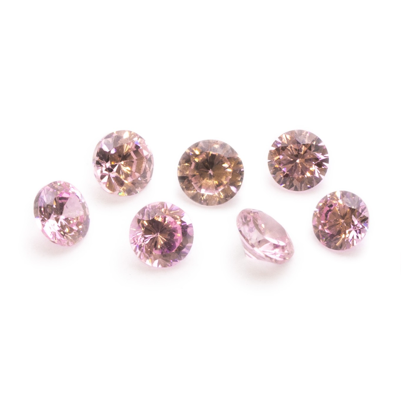 Pastel Pink Cubic Zirconia Faceted Stones, Approx 3mm Round