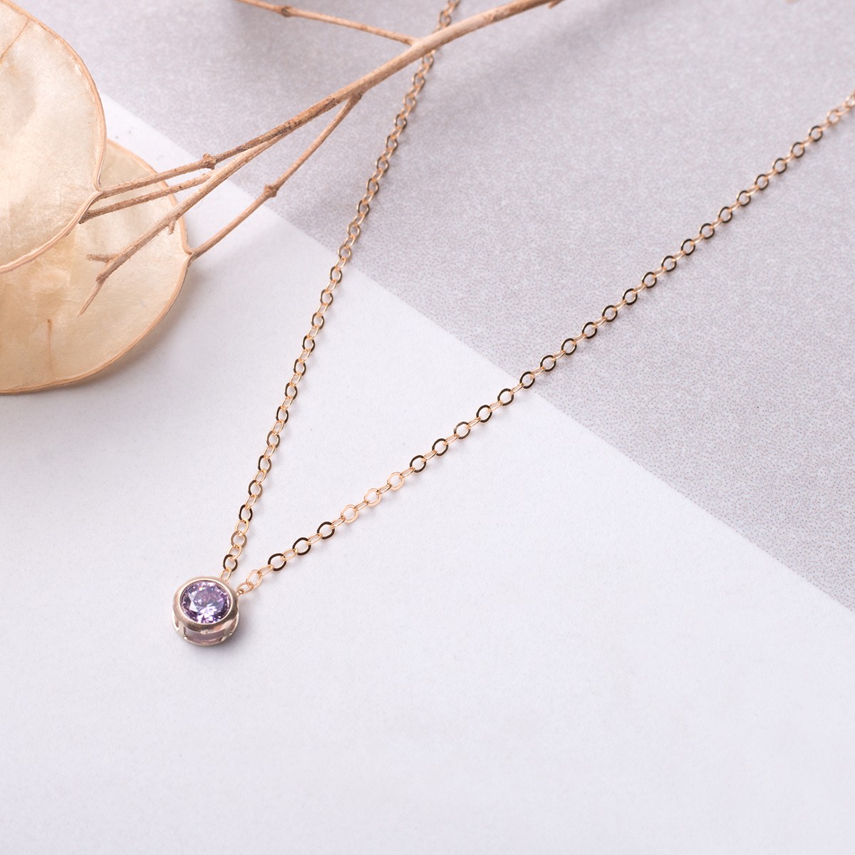 w39 purple cubic ziconia gold backset necklace.jpg