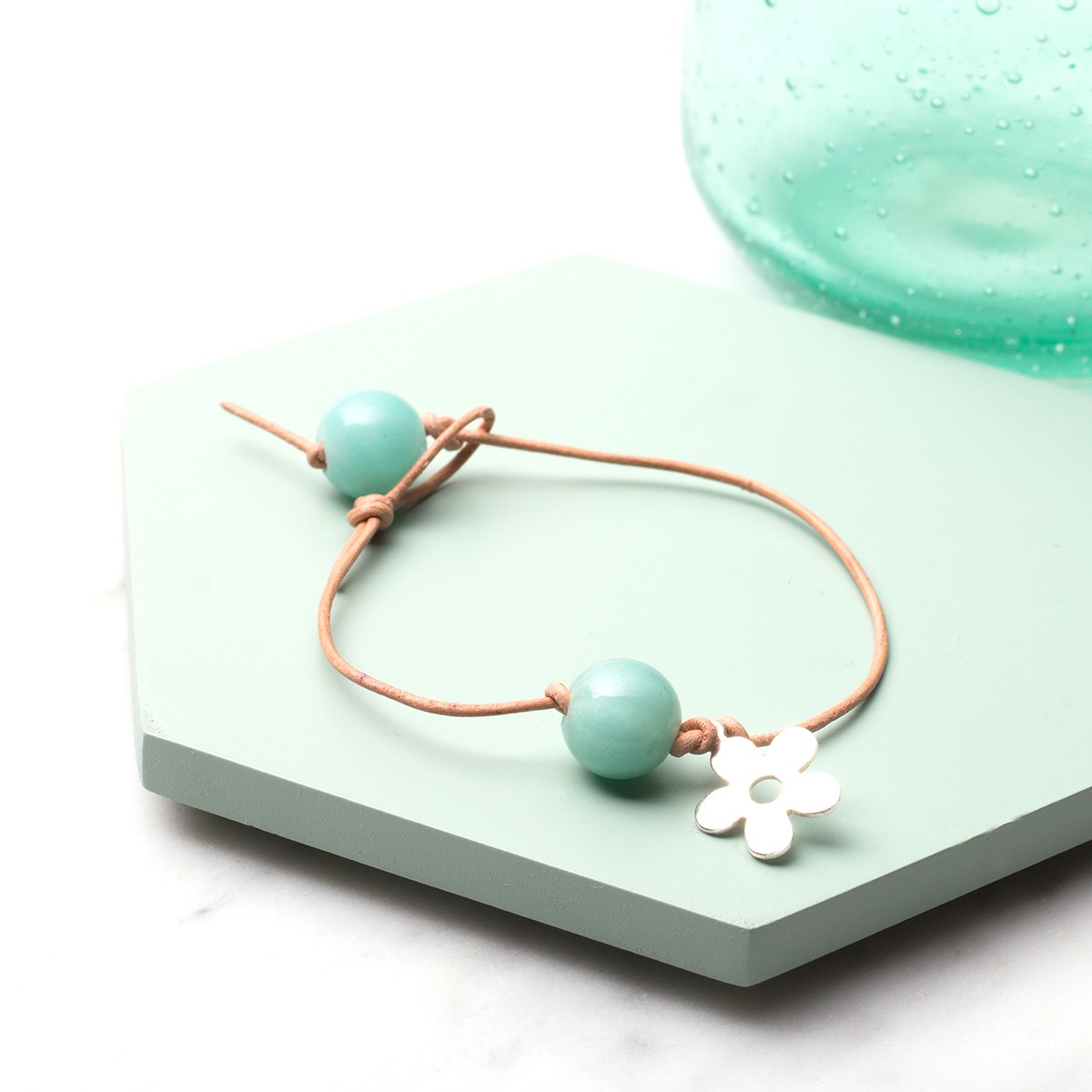 kids amazonite and flower charm bracelet.jpg