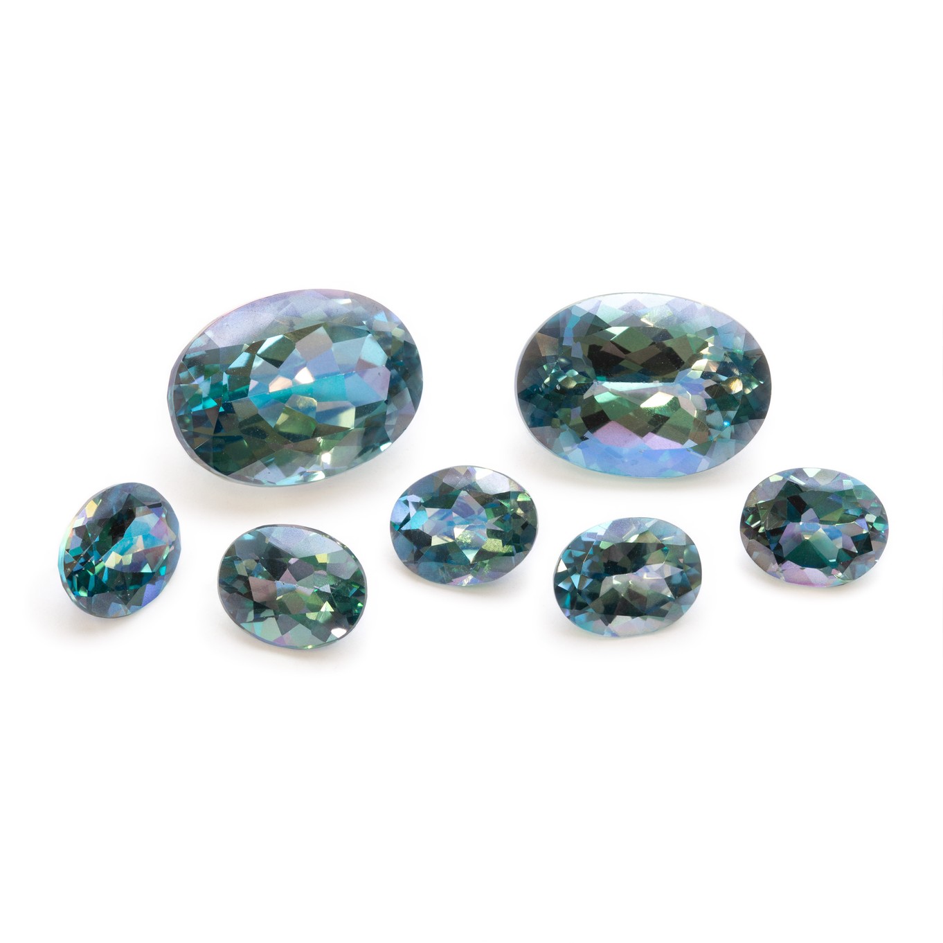 Iridescent Aqua Topaz Faceted Stones