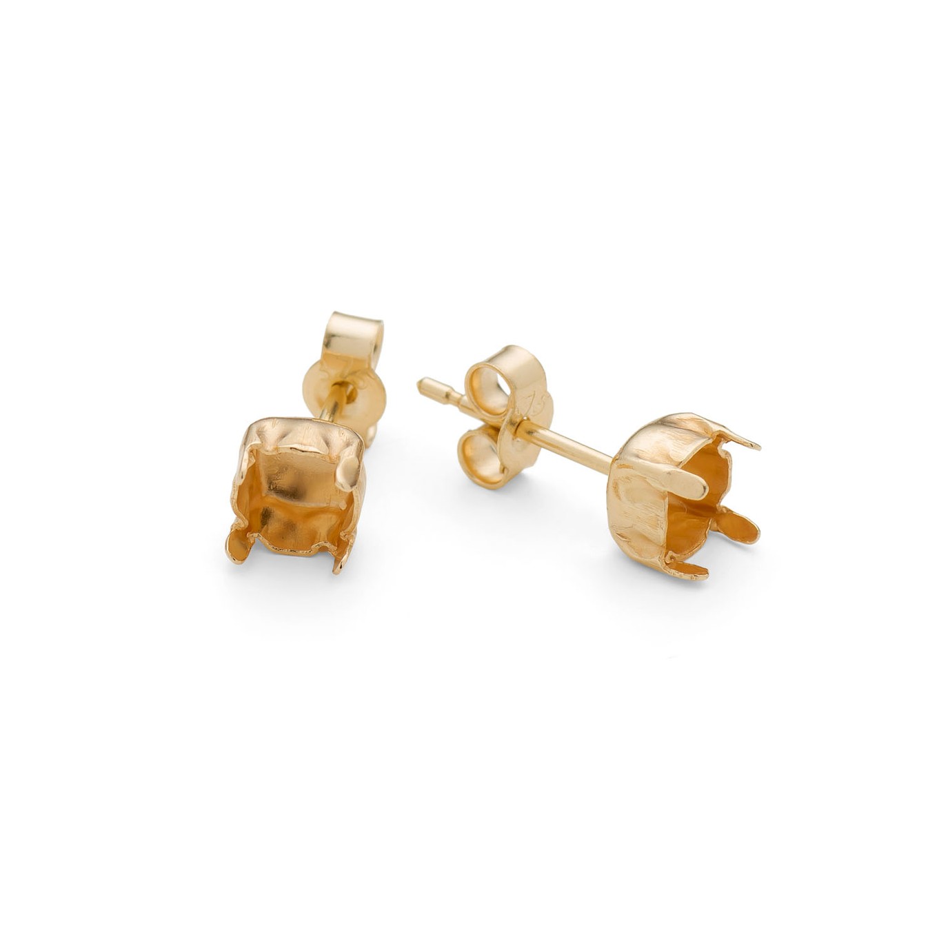 9ct Gold French Stud Earstud Settings For 5mm Round Faceted Stones (Pair)