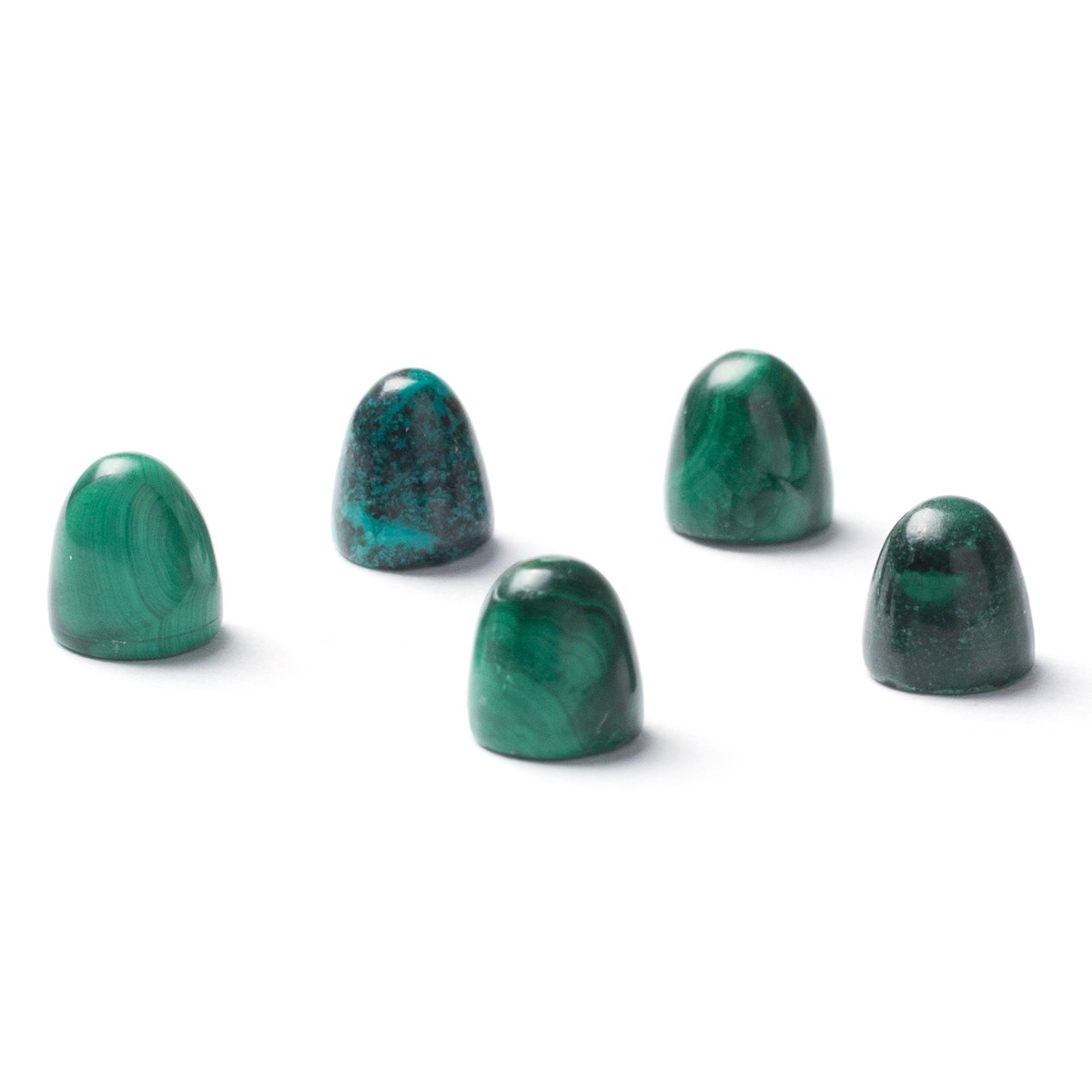 Malachite Bullet Shaped Cabochons, Approx 5mm