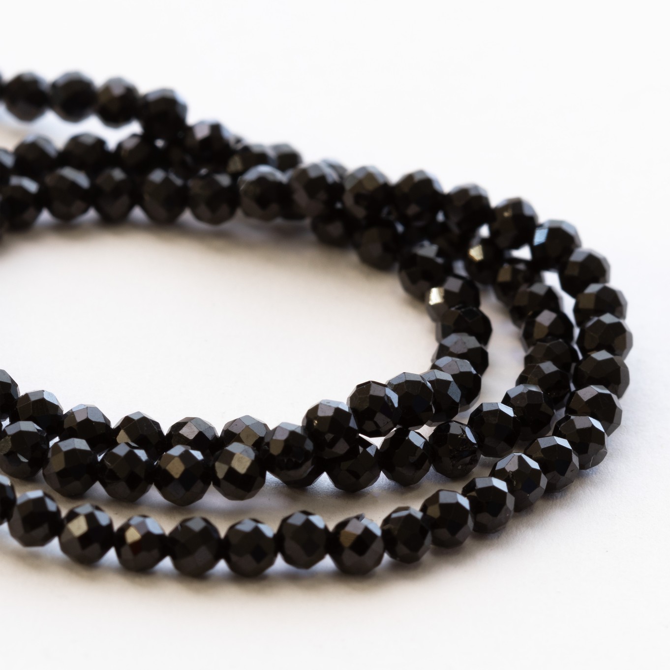 Black Onyx Faceted Round Beads - Approx 3mm