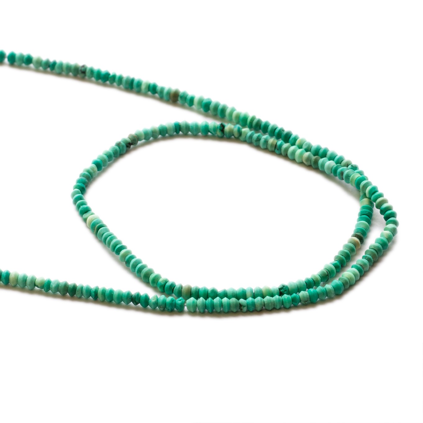 Turquoise Matt Finished Mini Rondelle Beads - Approx 2x1mm