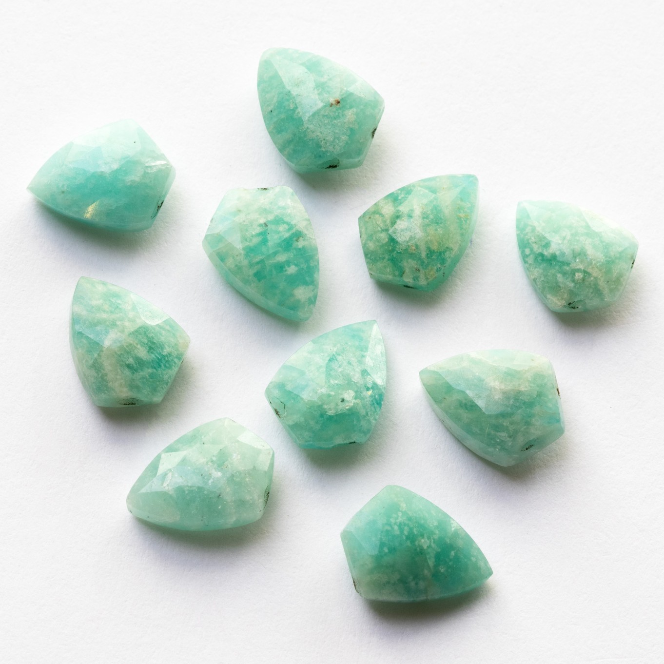 Amazonite Faceted Shield Shaped Beads - Approx 10.5x7.5mm