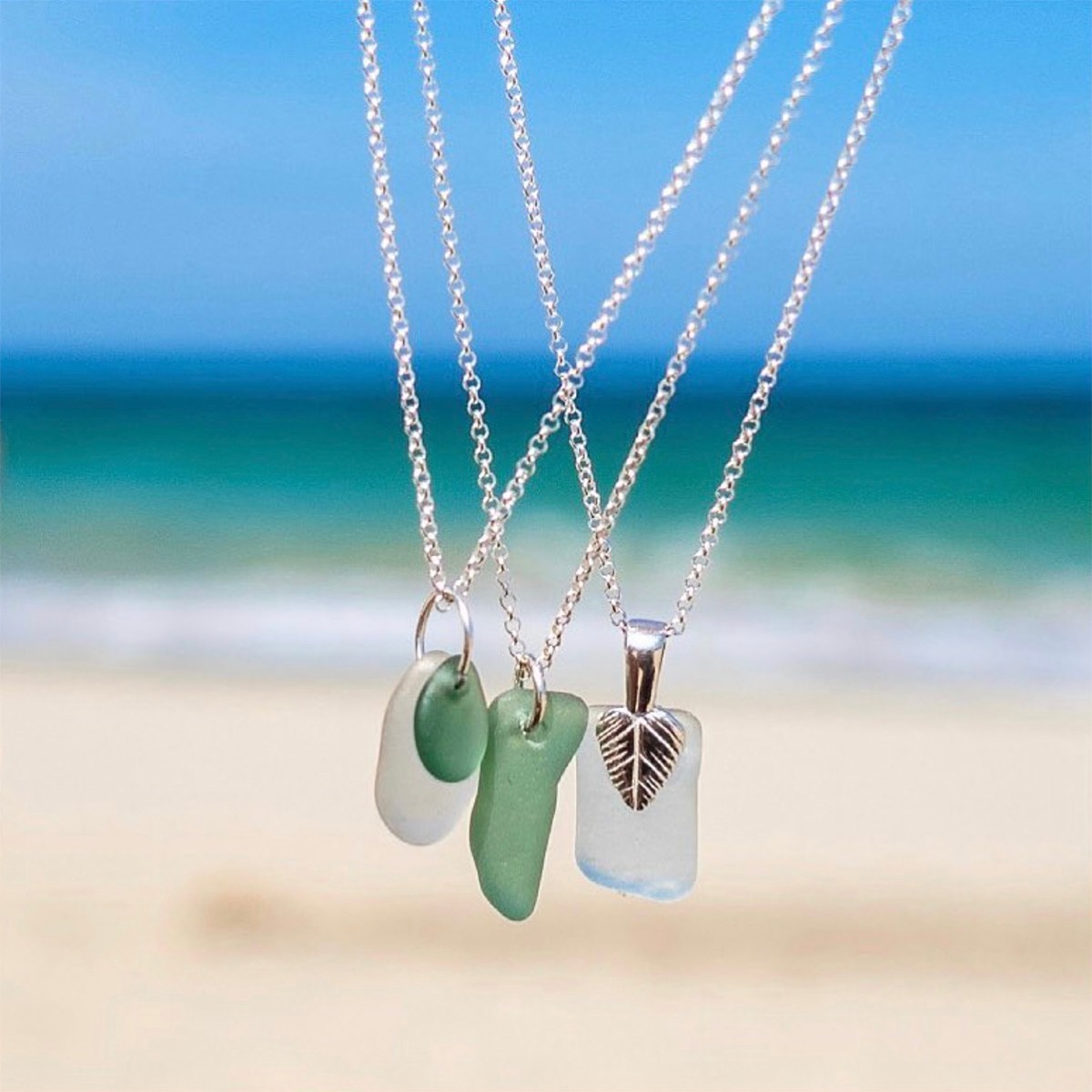 sea glass jewellery at the beach