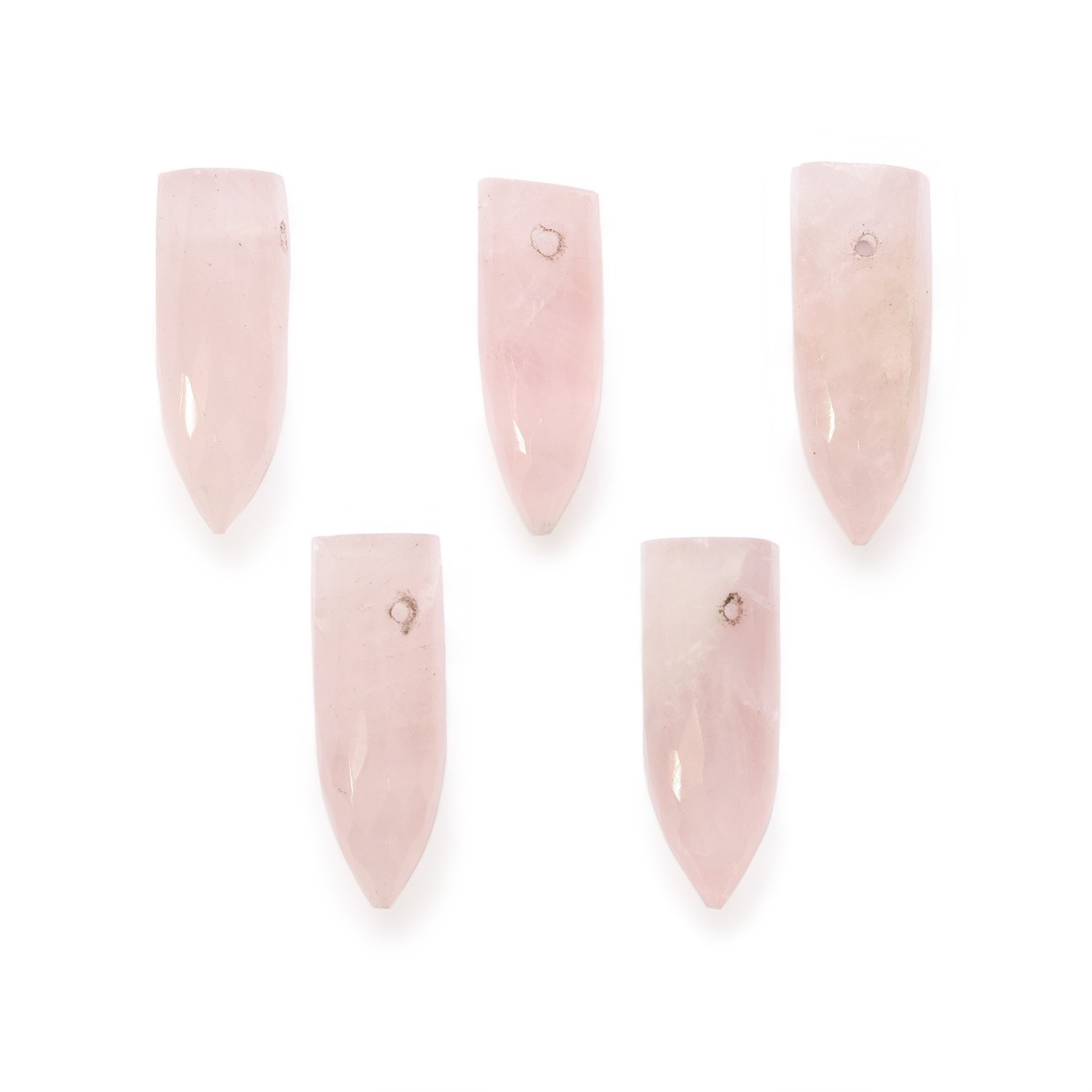 Rose Quartz Faceted Bullet Shaped Beads - Approx 15.5x5.5mm